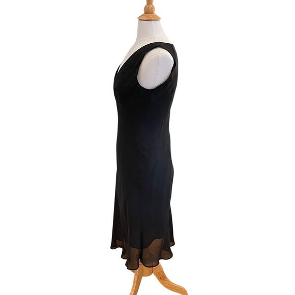 Express Black Silk Chiffon Sleeveless Cocktail Midi Dress, A-Line Size 9-10 - Picture 3 of 11
